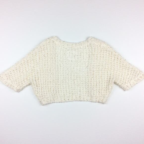 JUSTICE | Bolero Sweater Cream Gold Sequin 12 14 - Picture 3 of 3